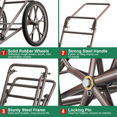 GYMAX Deer Cart 17-inch-wheels tackle varied terrain with stable traction.