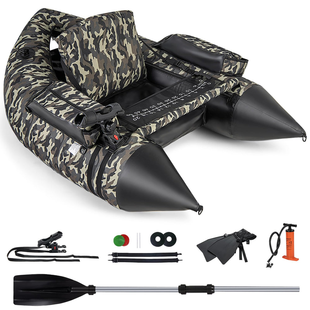 GYMAX fishing float tube camouflage main view for durable stability on open water