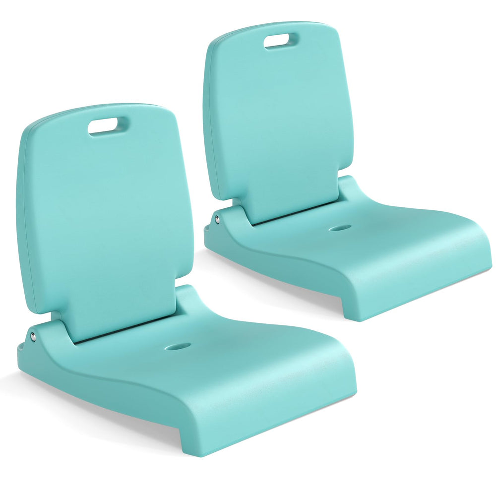 GYMAX foldable poolside chair in mint green, portable for easy car trunk storage.