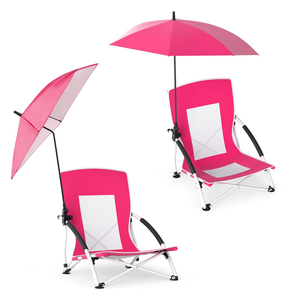 GYMAX folding beach chair with compact portability for easy outdoor seating