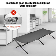 GYMAX lightweight cot folds quickly for easy transport.