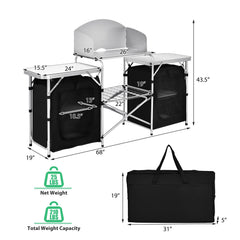 GYMAX folding table with side tabletops, extra prep space outdoors.