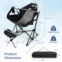 GYMAX hammock camping chair with detachable footrest extended for leg comfort