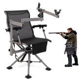 GYMAX hunting chair with gun rest showing 360° rotation for precise positioning