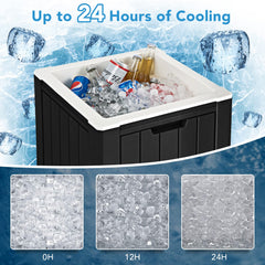 GYMAX ice chest with 24h insulation keeps drinks cold on beach trips.