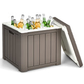 GYMAX camping cooler with wood design keeps drinks cold for outdoor gatherings