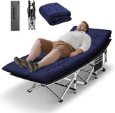 HABUTWAY camping cot with sturdy frame demonstrates stable support for outdoor sleeping.