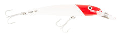 Halco Laser Pro 120DD, white/redhead, ideal for slow retrieves and predator targeting.