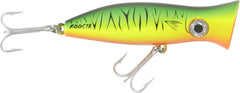 Halco Roosta Popper 80 H52 fluoro green, side view, ideal for surface baitfish imitation.