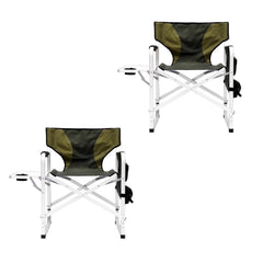 HALLOHII camping director's chair with aluminum frame offers sturdy outdoor seating.