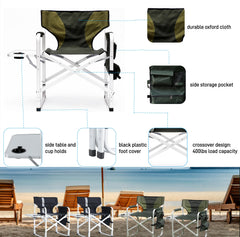 HALLOHII director's chair with side table and cup holder for convenience.