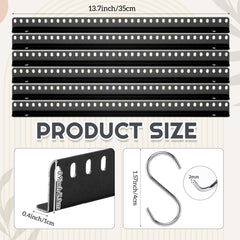 Side view of aluminum black lure display rack with hooks and screws