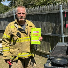 HALT! fire blanket stored in kitchen, car, and camping gear for emergencies
