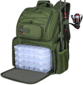 HAMBOLY 50L fishing backpack with tackle boxes and included tackle trays