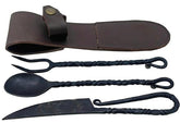 Hand Forged Medieval Viking Cutlery Set with twisted handles for authentic feast settings