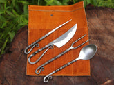 Hand-Forged Viking Cutlery knife with blackened finish for rustic dining