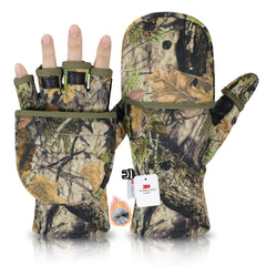 Hands wearing HANDLANDY winter fishing glove front view