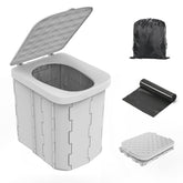 Hapoon XL portable folding toilet setup shows quick assembly for outdoor use and travel.