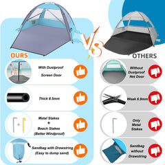 Happy Travel Beach Tent spacious 86.6 by 59 by 48 inches for family comfort