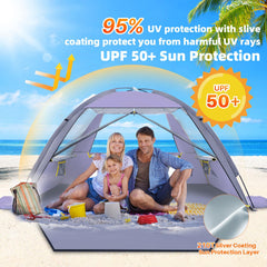 Happy Travel beach tent quick setup demonstrates easy assembly.