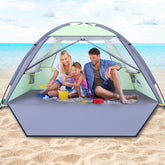 Happy Travel beach tent setup showing quick pop-up ease for family outings