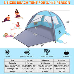 Happy Travel Beach Tent with four ventilation windows filtering breeze and views