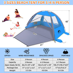 Happy Travel Beach Tent four-side ventilation windows provide breeze and views.