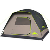 Happy Travel tent interior shows a spacious 10x9 ft layout.
