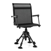 HAPPYGRILL 360° swivel hunting chair with quiet rotating base for all-direction viewing.