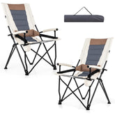 HAPPYGRILL folding camping chair unfolded showing comfortable seating for camping trips