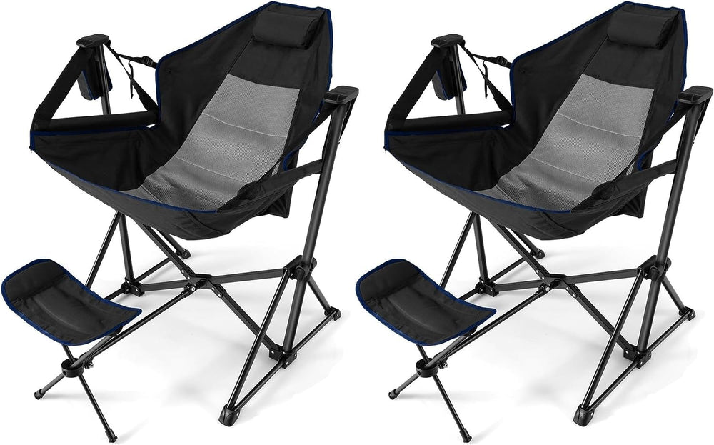 HAPPYGRILL hammock chair footrest extended for customizable comfort.