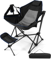 HappyGrill hammock chair with footrest extended for relaxed outdoor lounging.