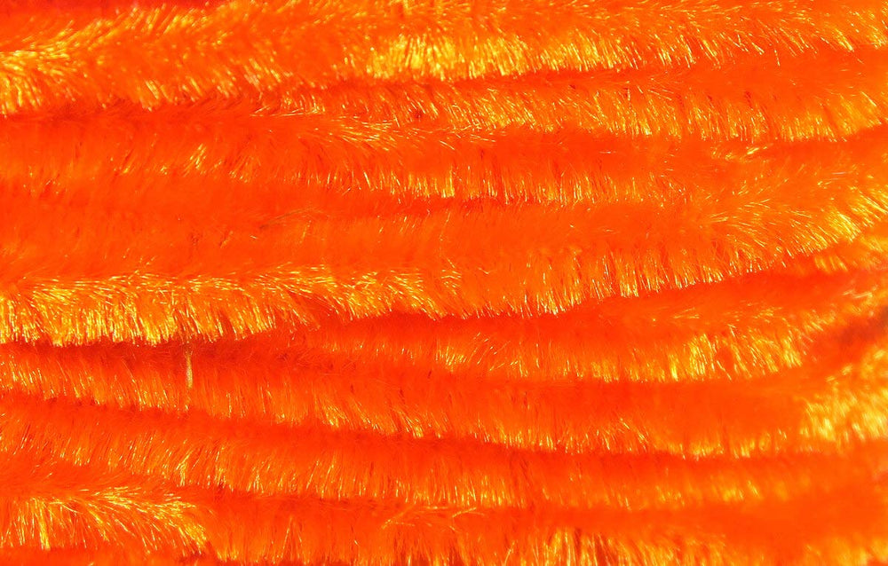 Hareline Chenille Medium Carded Orange for bulky, fuzzy fly bodies and textures.