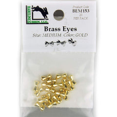 Hareline Dubbin brass eyes medium gold close-up for durable tie in and weight