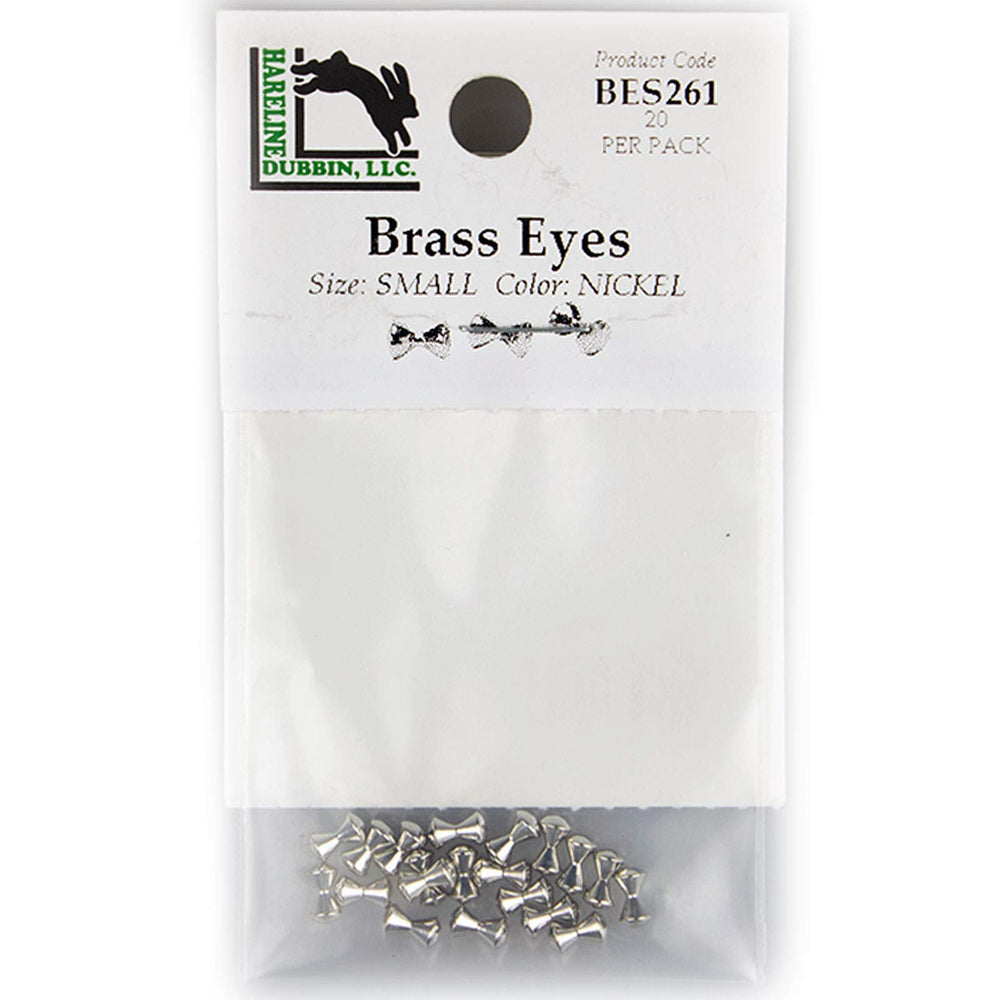 Hareline Dubbin brass eyes, small nickel finish, add weight for deeper fly presentations