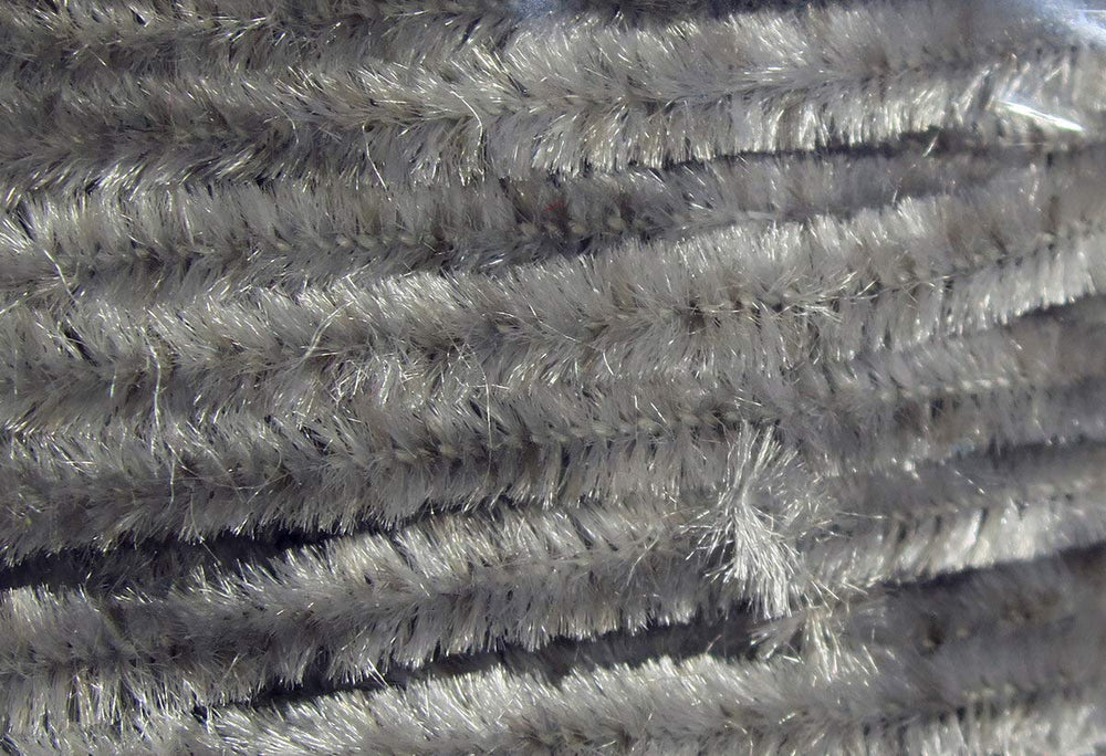 Hareline Dubbin chenille medium carded light gray for buggy, lifelike streamer and nymph bodies