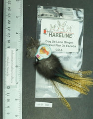 Hareline Dubbin Coq De Leon ginger speckled tail image showing tailing fibers for dry flies