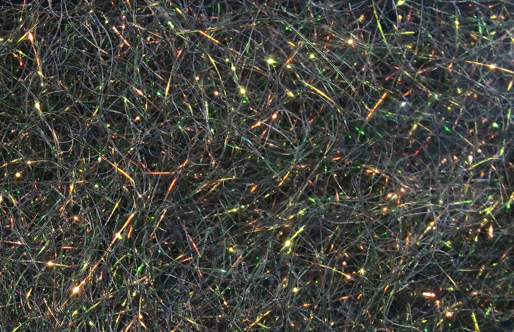 Hareline Ice Dub Peacock close-up showing sparkling fibers for high visibility