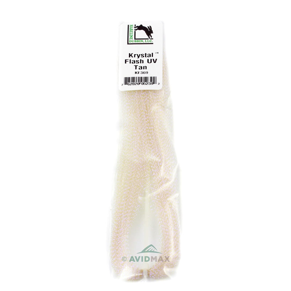 Hareline Dubbin Krystal Flash Tan beads boost lure visibility in water.