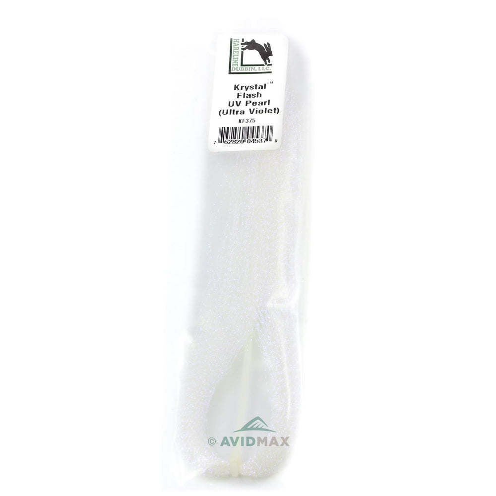 Hareline Dubbin Krystal Flash UV Pearl bead enhances visibility and draws attention in patterns.