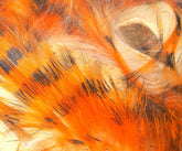 Hareline Dubbin Magnum Tiger Barred Strip in hot orange for oversized streamer patterns