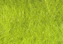 Hareline Dubbin Scud Dub Olive close-up shows translucent fibers for realistic nymphs.
