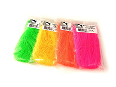 Hareline Electric Ripple Ice Fiber in fluorescent yellow for flashy winging and dubbing accents.