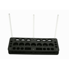 Hareline Foamanizer 12in bottle holes securely hold resin bottles during transport