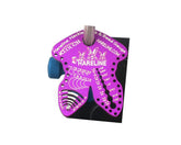 Hareline Hackle Hook & Bead Gauge in purple for precise fly sizing.