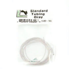 Hareline hollow tubing standard gray closeup highlighting material quality and flexibility.