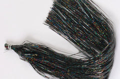 Hareline Holographic Flashabou Black, vibrant prism flash for fly tying and lures.