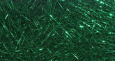 Hareline Ice Dub Emerald Green bottle close-up highlighting shimmering fibers for water visibility
