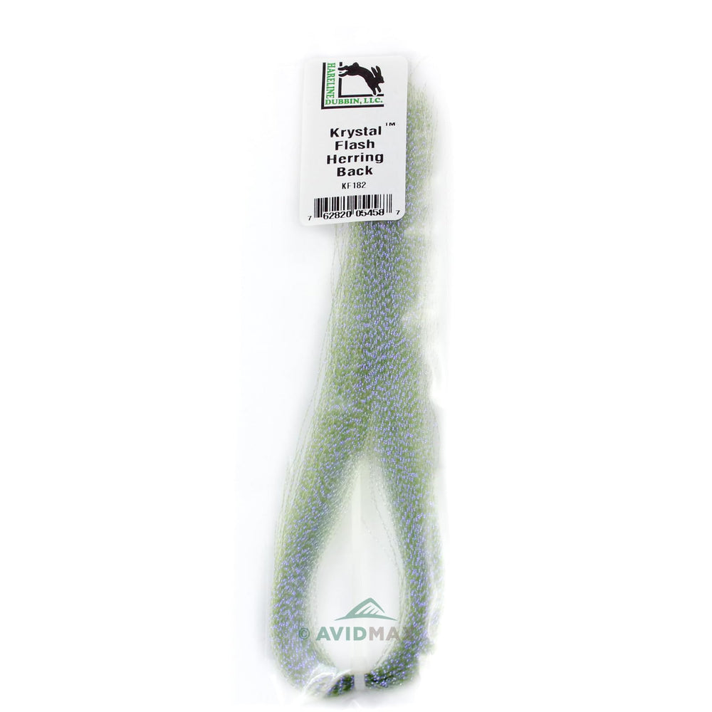 Hareline Krystal Flash Herring Back shines with vibrant beads for eye-catching fly patterns