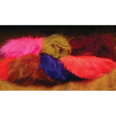 Hareline Marabou Strung Blood Quills Shrimp Pink, front view showing vivid marabou for fly tying.
